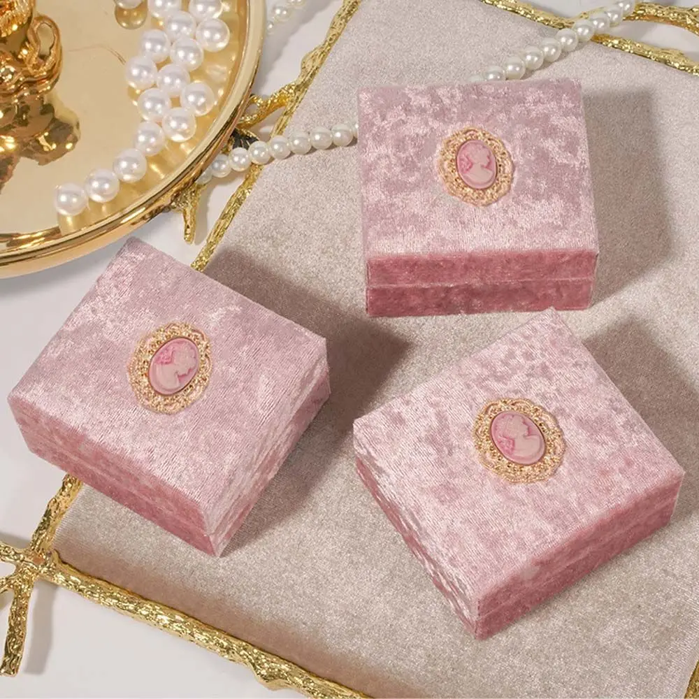 Supporto per fede nuziale scatola per imballaggio regalo rosa organizzatore per gioielli scatola per anello in velluto rosa scatola per collana scatola per gioielli custodia per anello