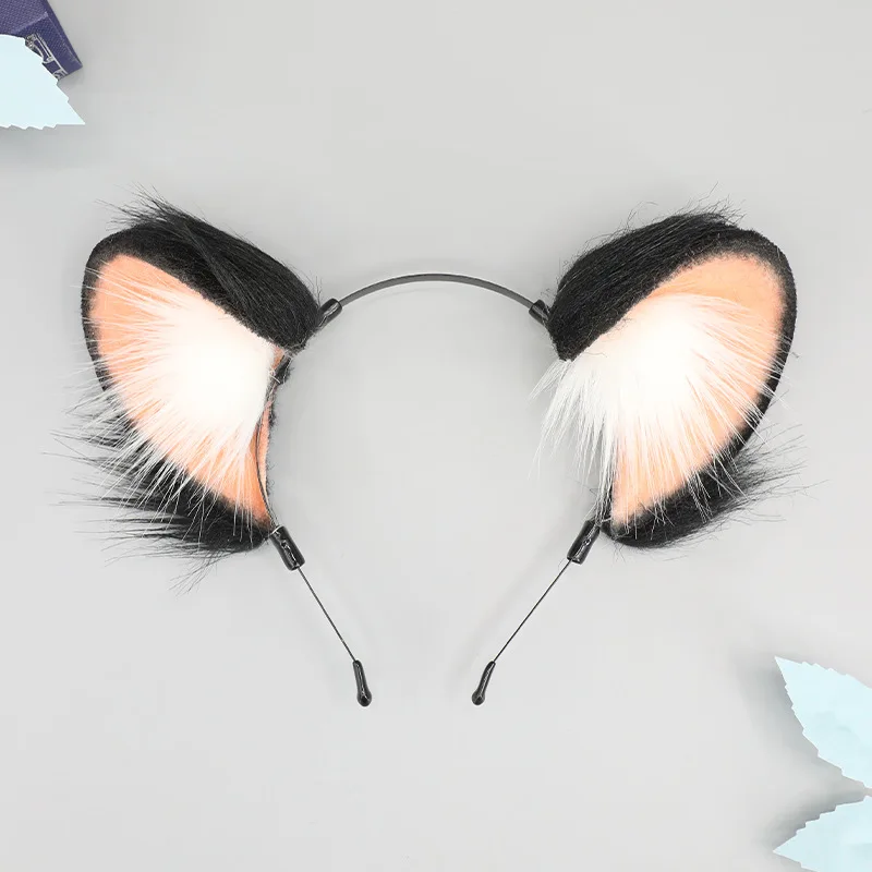 

Raccoon Ears Hair Hoops Fur Headbands Tail Orc Cat Ears Plush Headwear Animal Fur Set Role Playing Props
