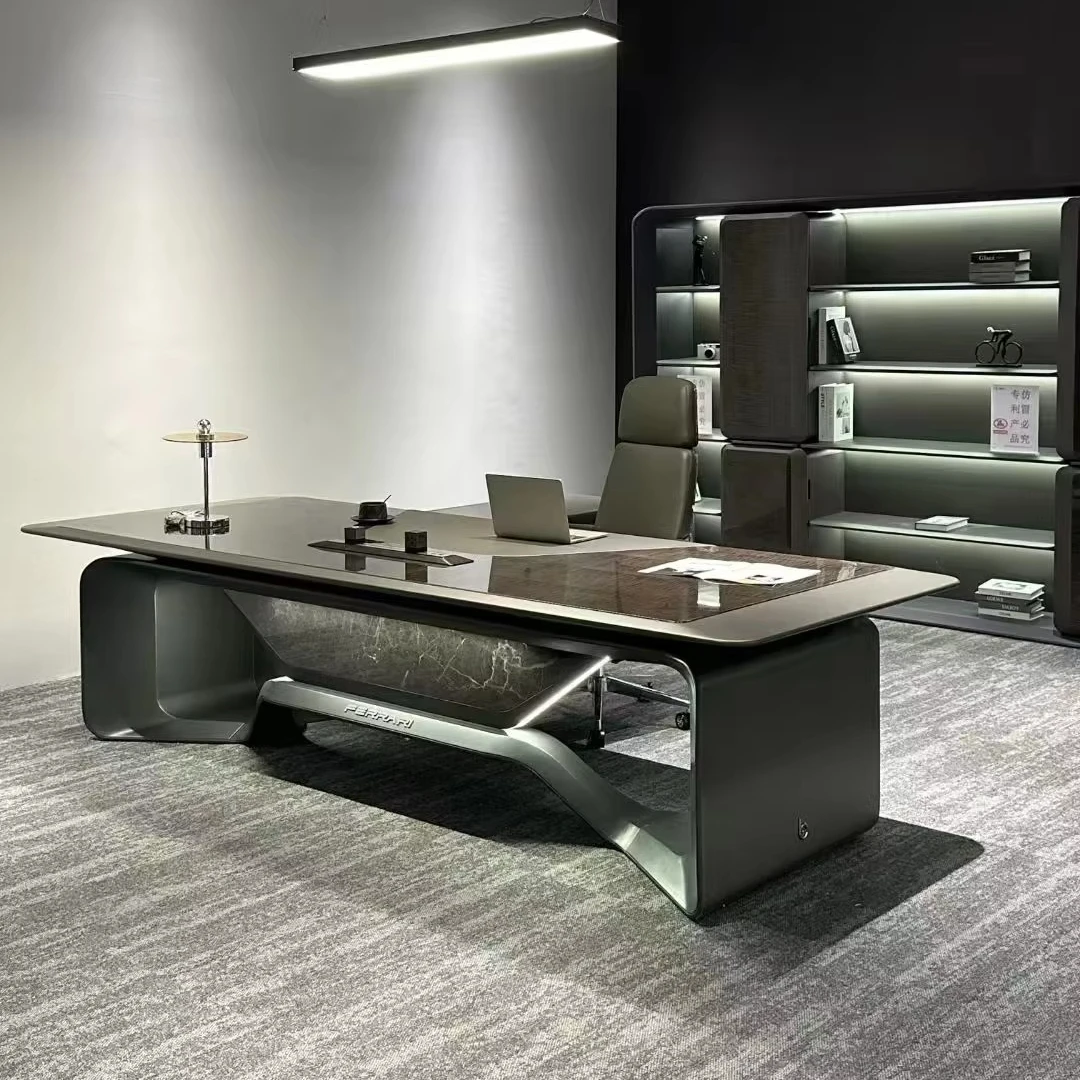 Luxury Modular Executive Office Furniture Modern High-End L-Shaped Panel Veneer CEO Desk Office Building Hospital Home