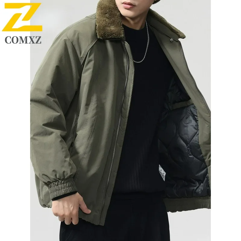 

COMXZ модная мужская стеганая куртка, универсальная утолщенная теплая парка для путешествий на открытом воздухе, повседневная многофункциональная зимняя мужская одежда для пешего туризма