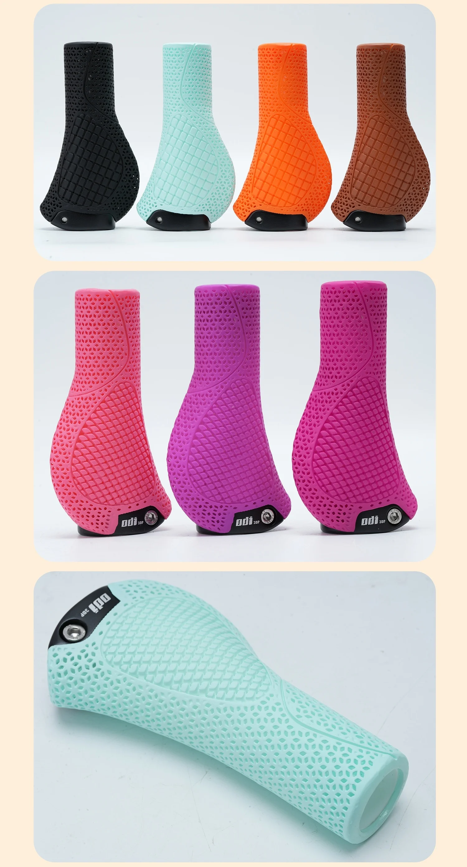 ODI OC2 3D-gedruckte E-Bike-Lenkergriffe, ergonomisch, breite Handballenauflage, rutschfest, stoßdämpfend, hohler Legierungsverschluss für MTB-Rennräder – Detail 16