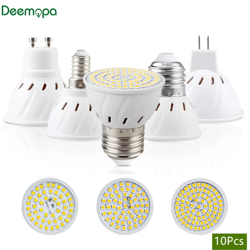 

10pcs E27 E14 LED Spotlight GU10 MR16 Bombillas Led Lamp AC 220V 110V 48 60 80LEDs 2835 SMD Lampada LED Bulb Indoor Lighting