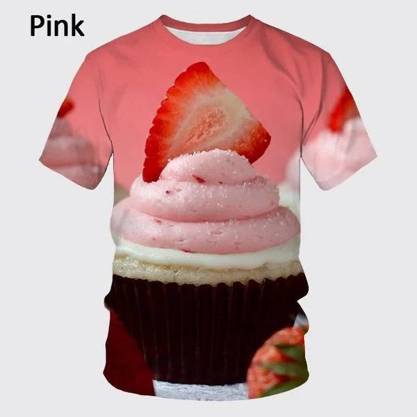 Funny Cake Dessert 3D Printed T Shirt Men's Fashion Short Sleeve Casual T-shirt