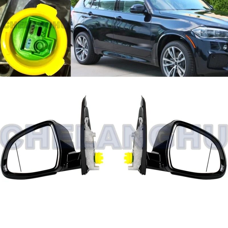 

Mirror Assembly For BMW X5 F15 2014 2015 2016 2017 Pair Left+Right 5Pins Black Painted Heated Power Adjust Memory Power Fold