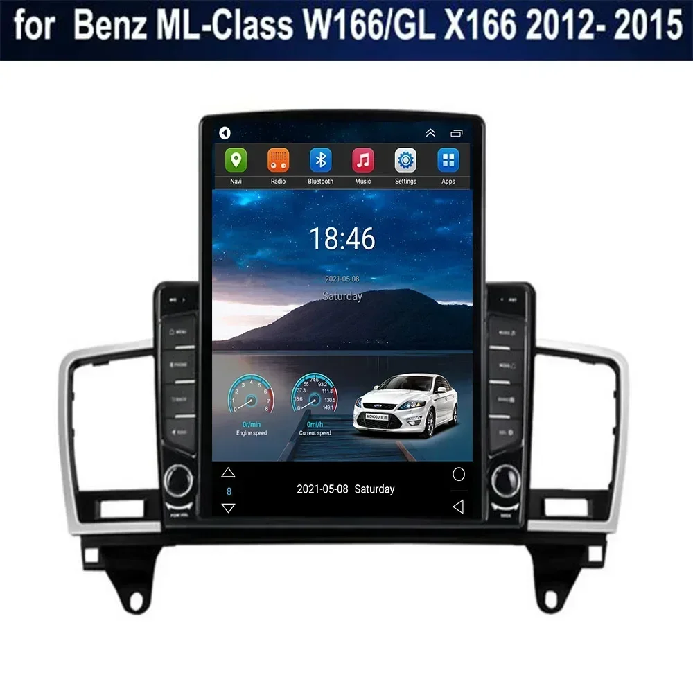 Android 13 Vertical Style Tesla Screen Car Radio GPS Navigation Multimedia Player For Mercedes Benz ML-Class W166 GL X166 12-15