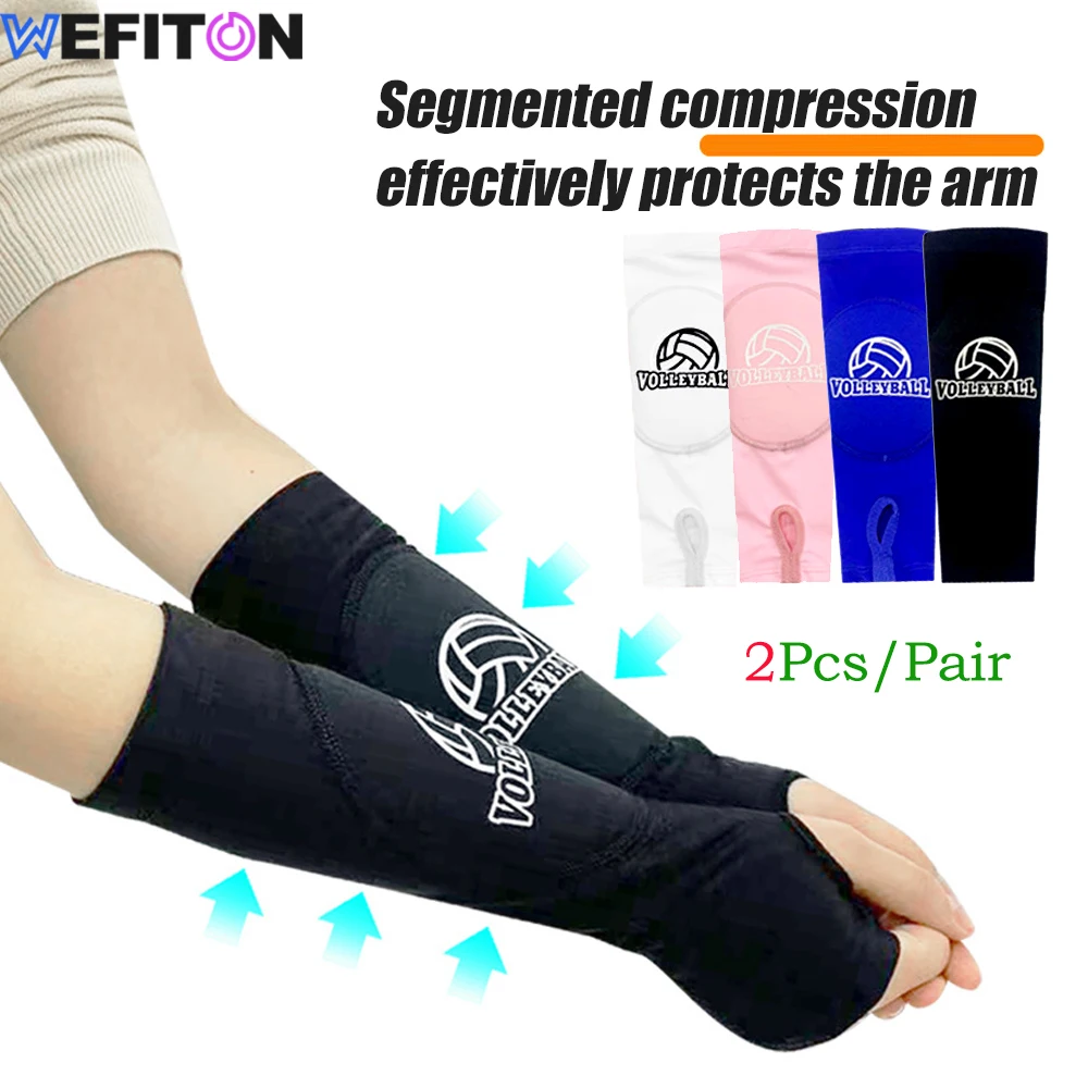 

1Pair Kids/Adults Volleyball Arm Sleeves Passing Hitting Forearm Sleeves with Protection Pads & Thumb Hole Padded Volleyball Pad