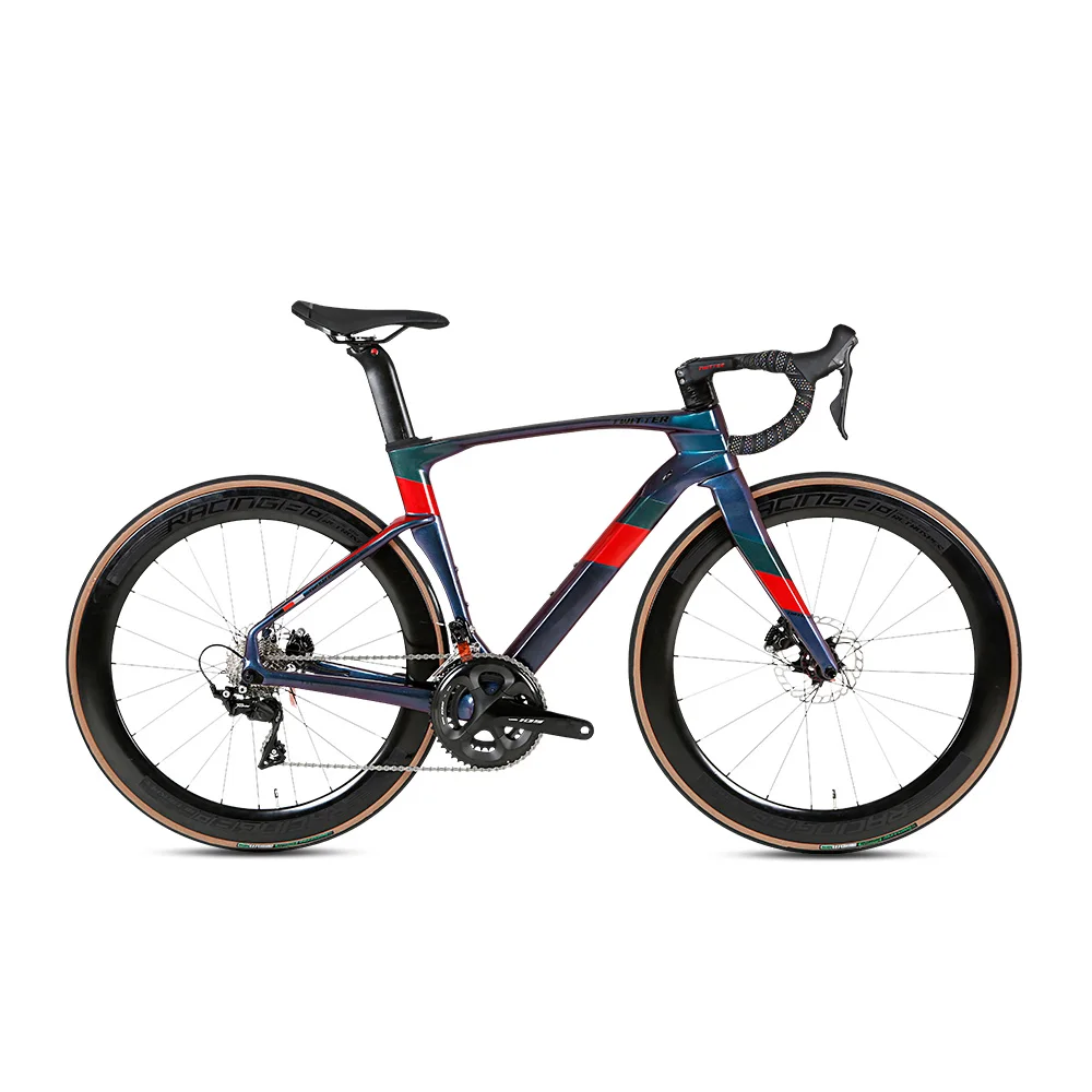 High-end 700C Carbon Fiber Road Bicycle Full Hydraulic Brake R7020 22S Disc Brake Road Bike with 50mm Carbon Wheelset