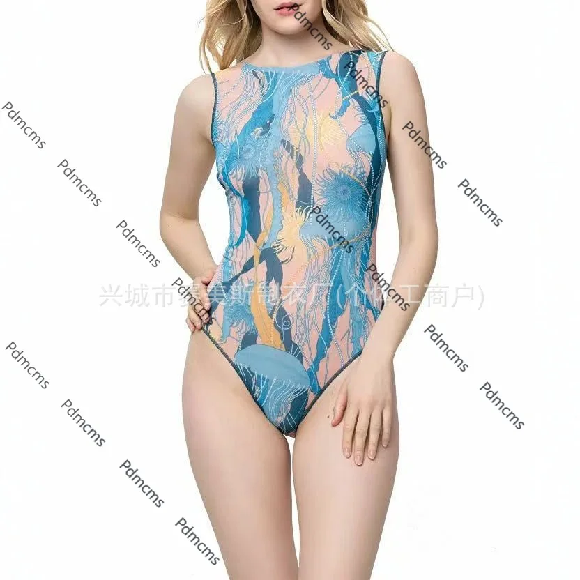 

2025 new упальник swimsuit European and American sexy mesh swimming women's one-piece swimsuit Russian bikini