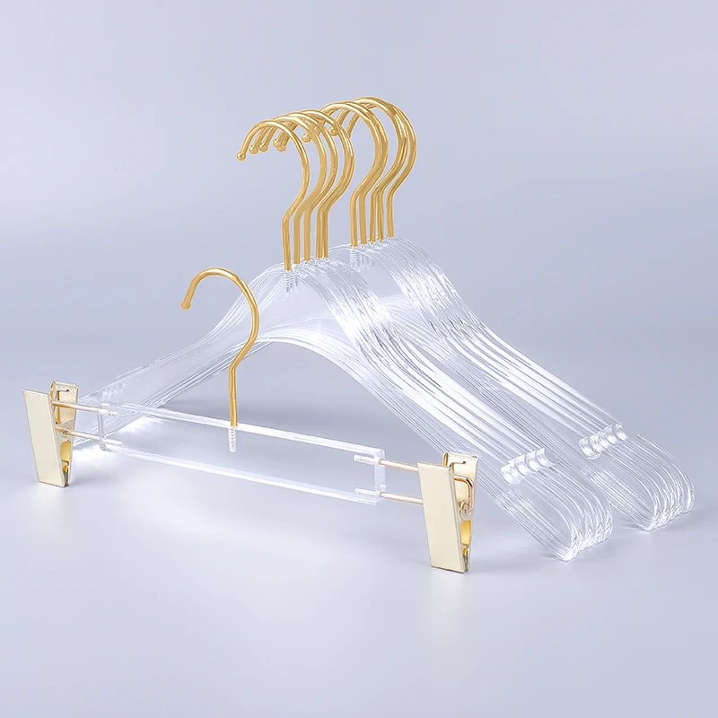 Light Luxury Acrylic Clothes Hanger for Pants Suit Wardrobe Organizer, Anti slip Transparent Hanger Trouser Drying Rack 10pcs