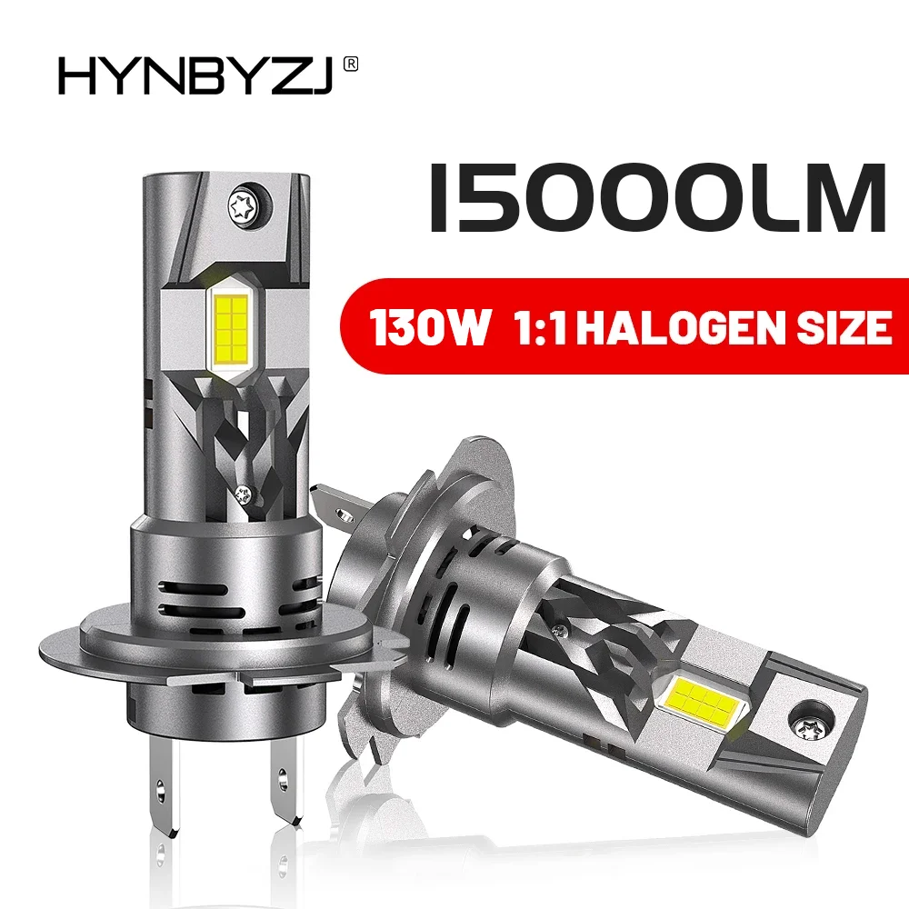 HYNBYZJ H7 LED Headlight Bulbs 130W 15000LM Mini Size 6500K White Car Lamps 500% Super Bright Plug and Play Led Lights for Car