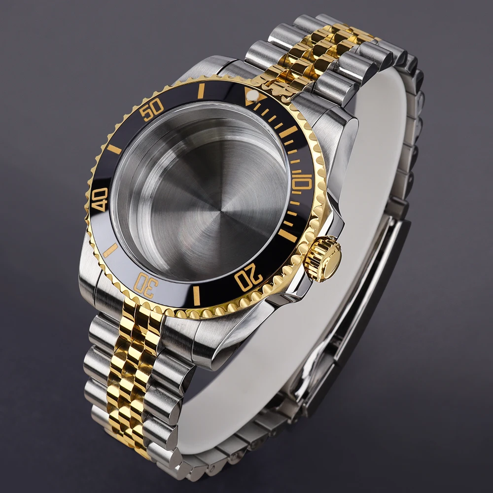 

40mm Luxury Diver Watch Case glidelock Clasp Strap Sapphire Glass For NH35 NH36 NH34/38 8215 ETA2824 Movement SUB GMT Watch Part