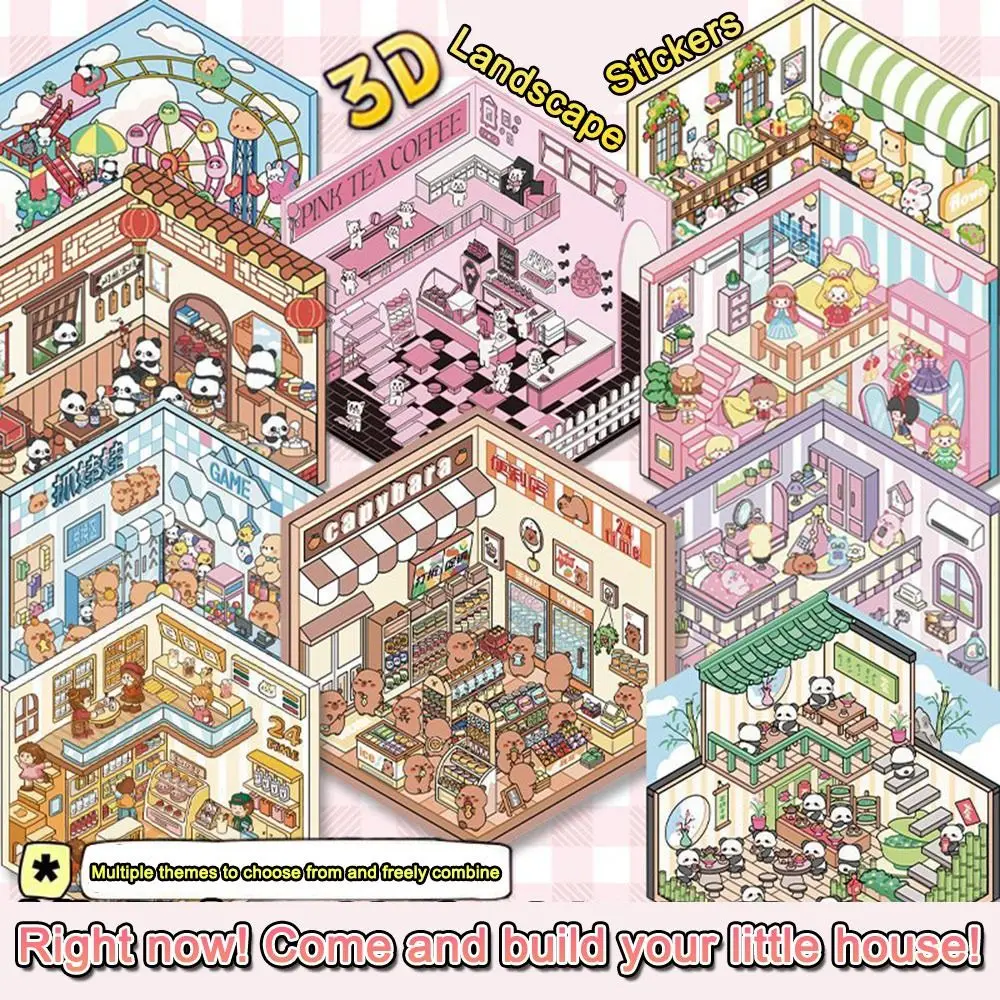 การ์ตูนตลก 3D ภูมิทัศน์สติกเกอร์เจ้าหญิง Capibara ความเครียดบรรเทา Miniature ภูมิทัศน์สติกเกอร์ DIY กระเป๋า Cabin ฉากสติกเกอร์