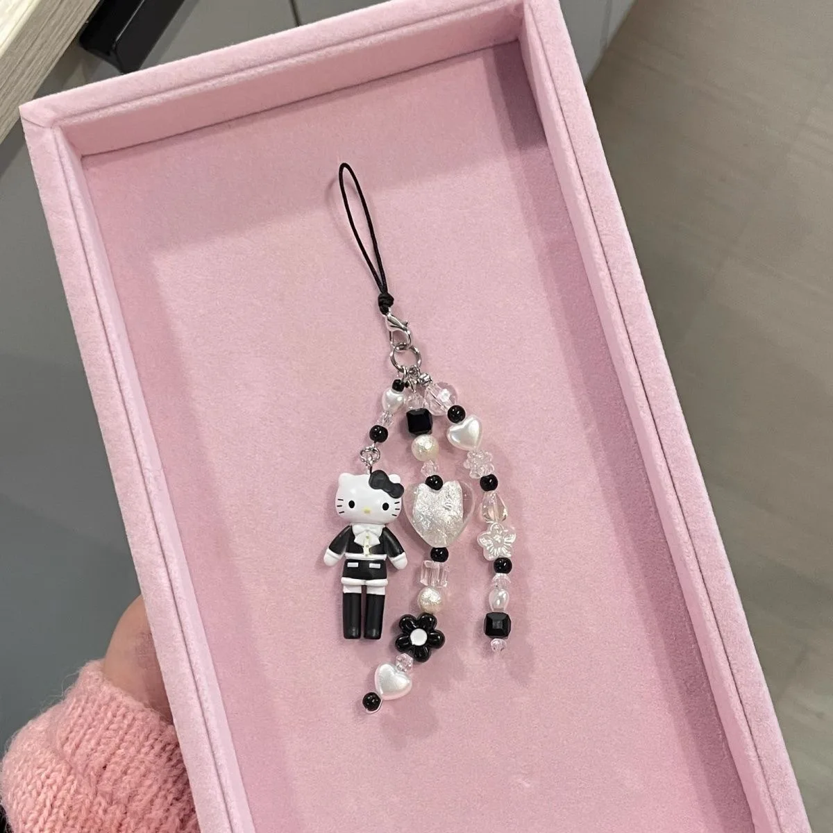 

New model Hello Kitty Aesthetic Hawaiian Cherry Bag Pendant Kawaii Fashion Cute Pink Lace Skirt Phone Pendant Accessorie Gift