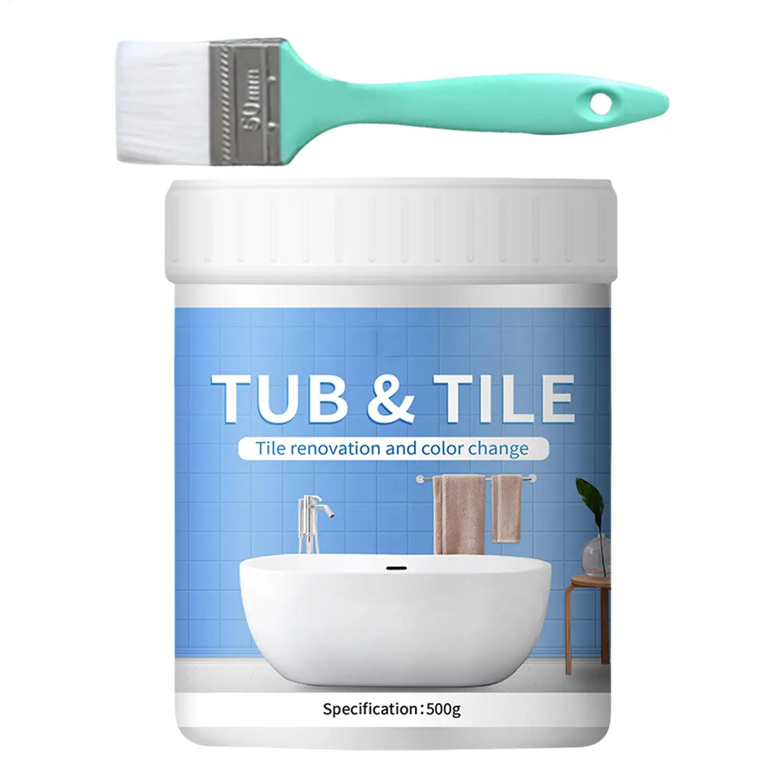500g Bathroom Tile Paint Kit Water Based Quick-Dry Bath Refinishing Kit Bathtub Cover-up Kit White Water Based For Bathtub Sink