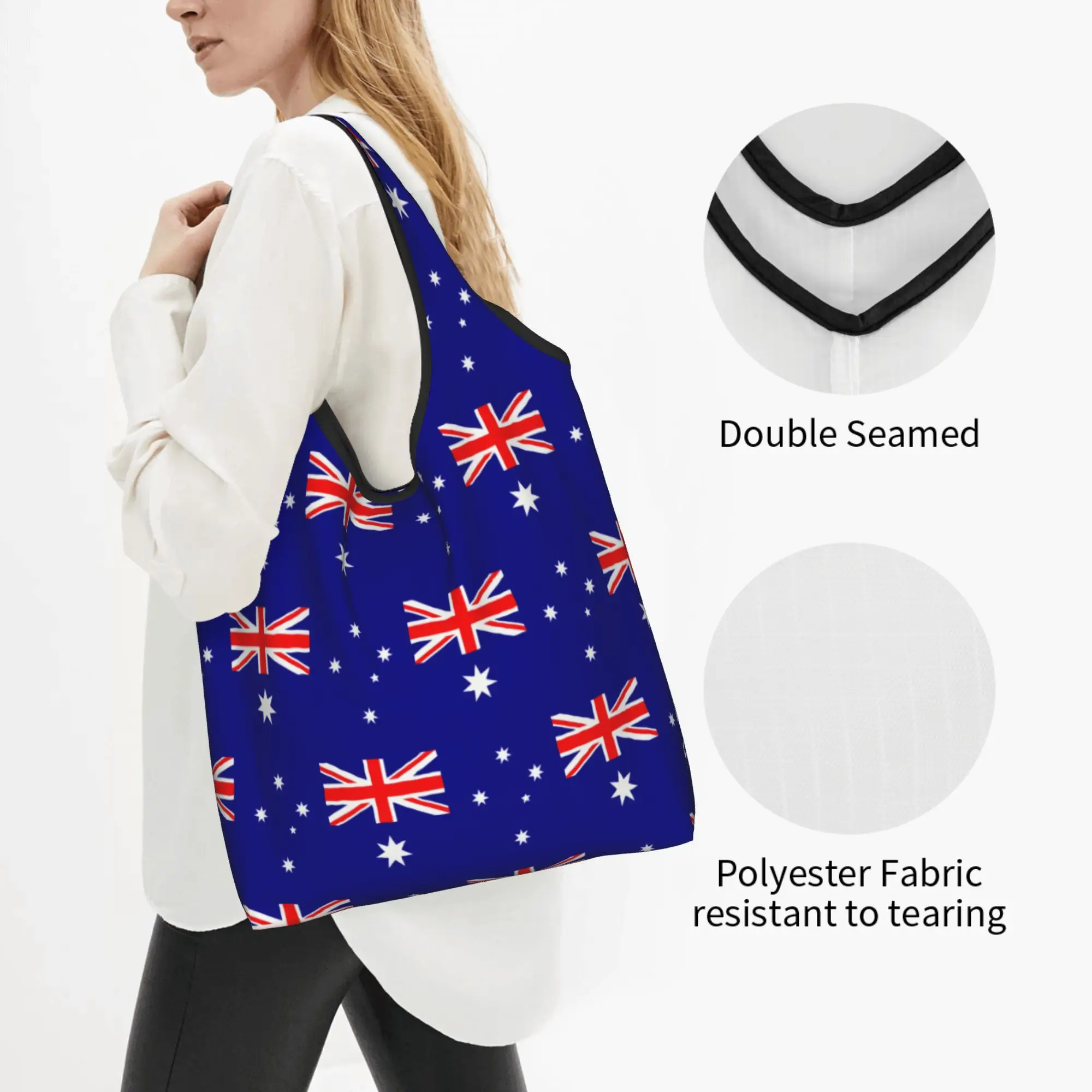Recycling Australia Flag Shopping Bag Women Tote Bag Portable Australian Pride  Groceries Shopper Bags
