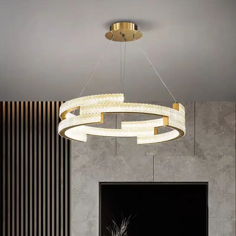 Post-modern light luxury personalized crystal chandelier simple living room dining table round ring