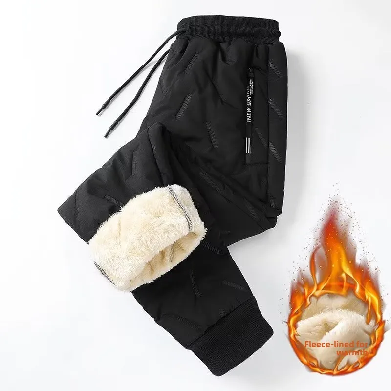 

Men's Winter Thiened Fce Lined down Cotton Pants Casual Outdoor Sports Windproof Trousers Warm Comfortable Straight Leg ...