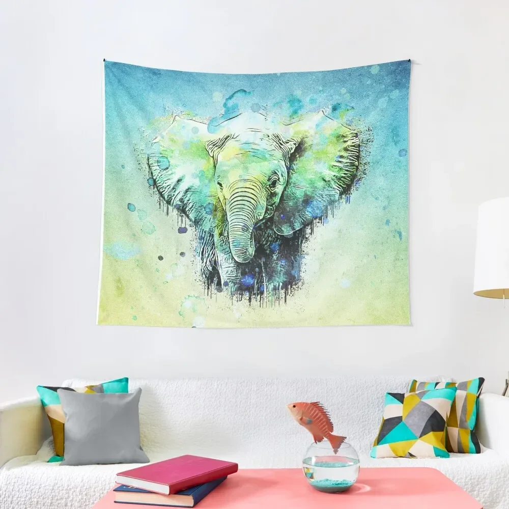 

watercolor elephant Tapestry Room Aesthetic Decor For Room For Bedroom Tapestry