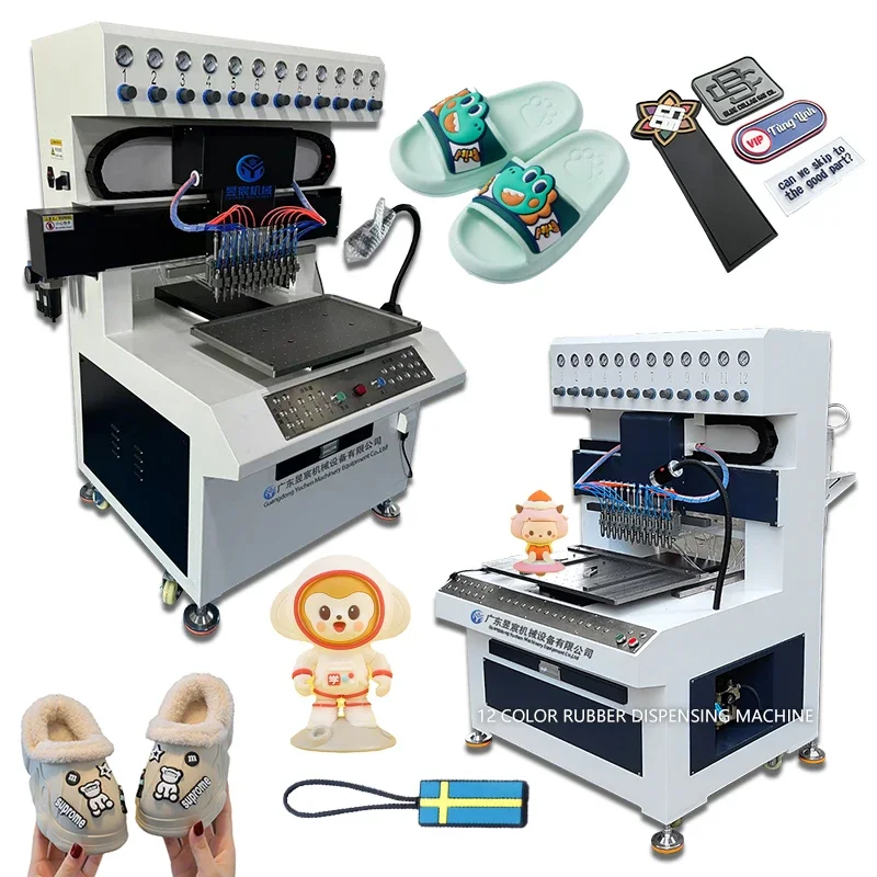 Automatic label making machine dripping equipment pvc silicone dispenser trademark keychains dolls production