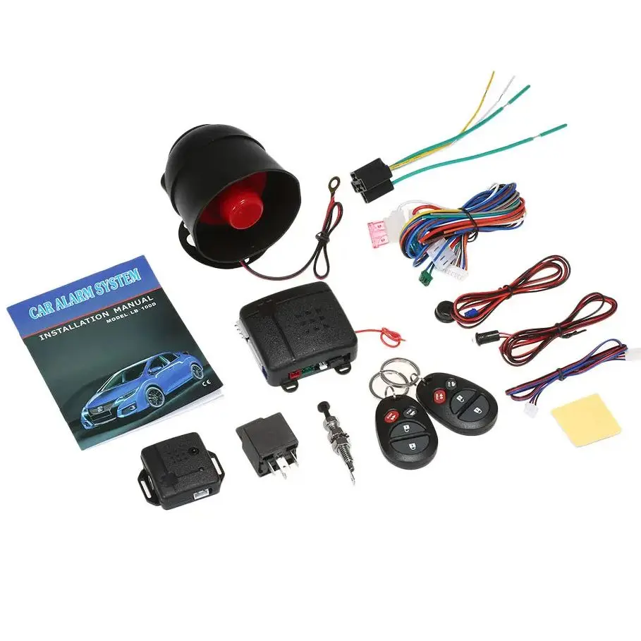 

Universal Car Alarm Vehicle System one Way Universal Protection Security System Keyless Entry Siren + 2 Remote Control Burglar