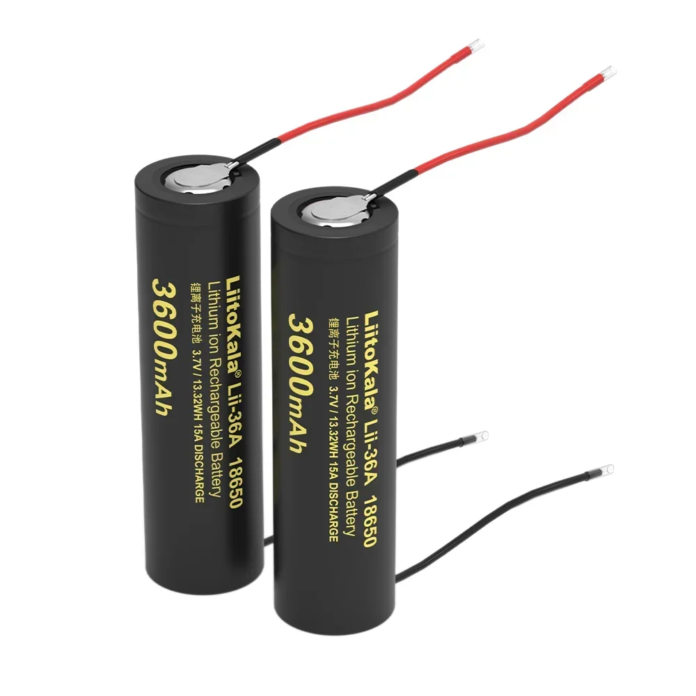 5 قطعة/الوحدة 100% الأصلي الجديد LiitoKala Lii-36A 18650 3600mAh 3.7V بطاريّة ليثيوم قابلة لإعادة الشحن مع بطاريات كابل السيليكون ذاتية الصنع