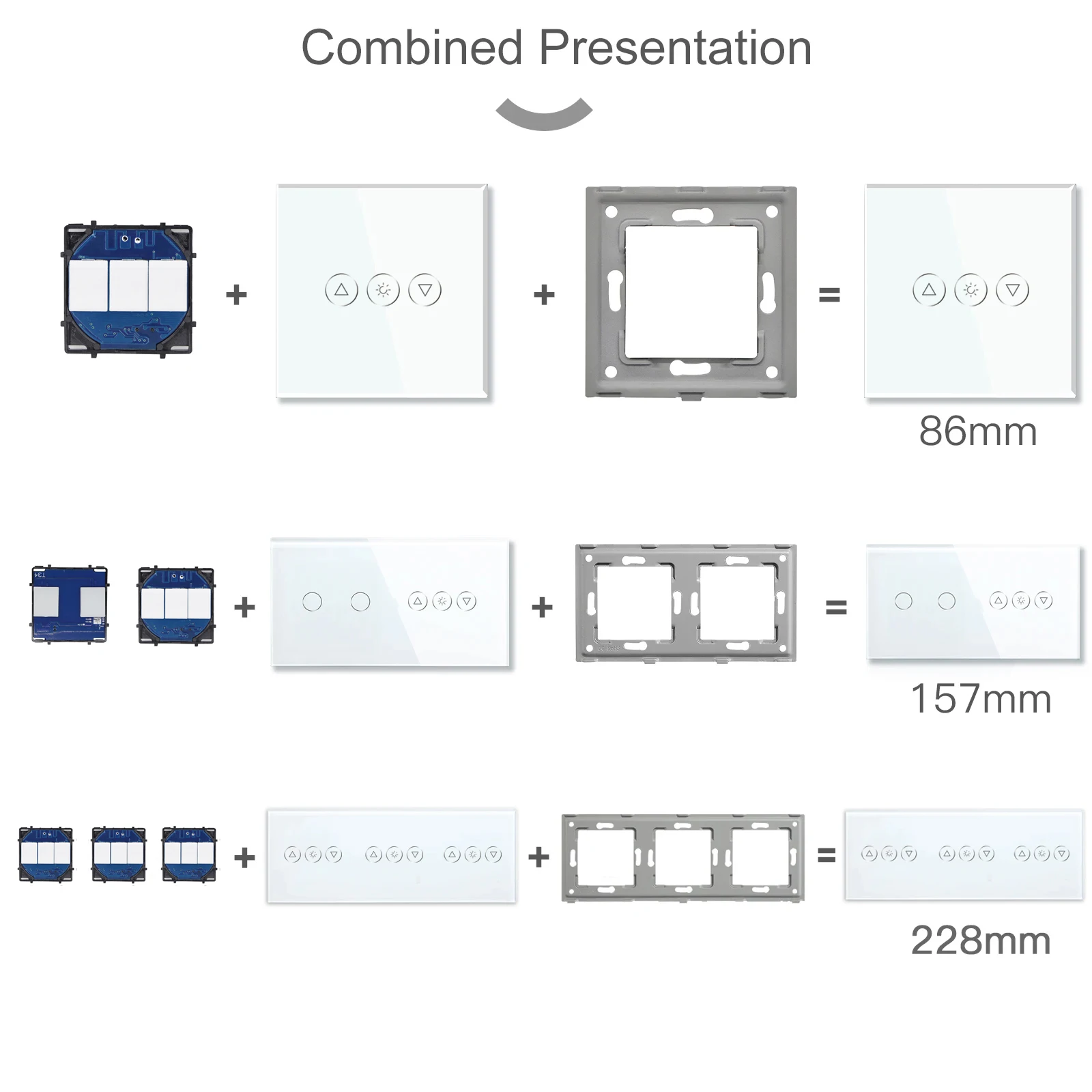 BSEED Wifi Dimmer Wall Light Switch 1/2/3Gang Smart Touch Switch Function Base Glass Front Panel DIY Parts Free Combination