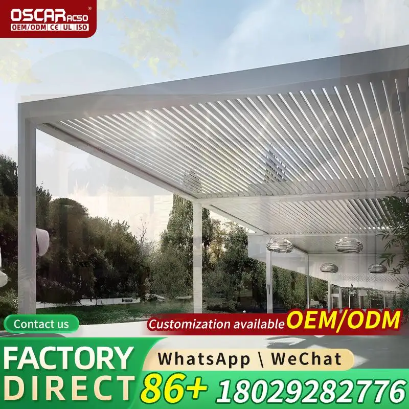 Aluminum Electric Opening Closing Pergola Outdoor Metal Patio Gazebo Garden House Roof Framed French Bioclimatic Luxury Modern U