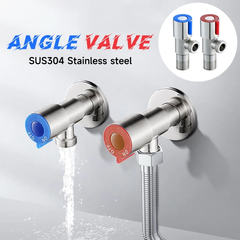 SUS304 Stainless Steel Quarter Turn Angle Valve 1/2 Inch Rotary Globe Valves Toilet Water Inlet Switch Kitchen Bathroom Valve