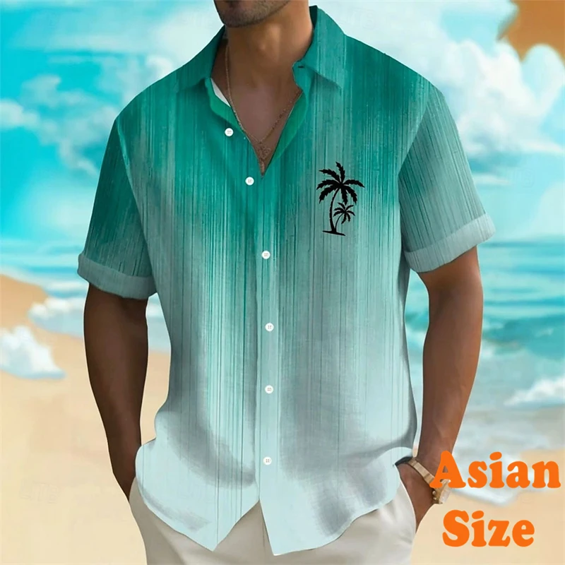 

3d Beach Flower Print Hawaiian Shirts 2025 Men's Shirt Summer Daily Casual Short Sleeve For Men Loose Oversized Clothing