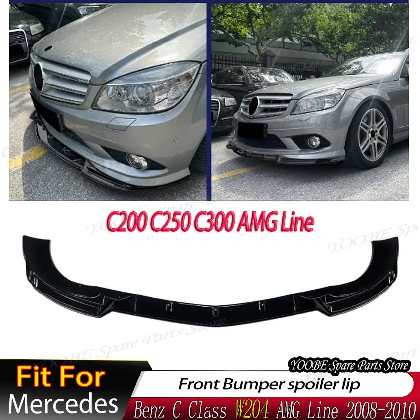 

Car Front Bumper Spoiler Lip for Mercedes Benz C Class W204 C200 C250 C300 AMG Line 2008-2010 Diffuser Splitter Body Kit Tuning