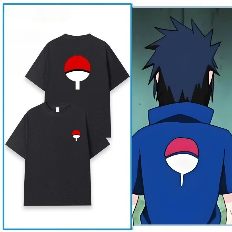 Naruto Uzumaki Clan Symbol Cotton T-Shirt, Boys Girls Harajuku Streetwear Anime Short Sleeve Tee, Retro Casual Children Top