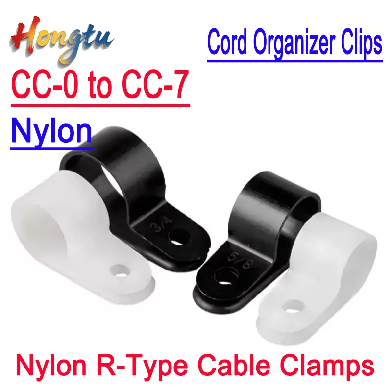 

Nylon R-Type Cable Clamps (CC-0 to CC-7) - Cord Organizer Clips, Mounting Hardware for Electrical Fittings