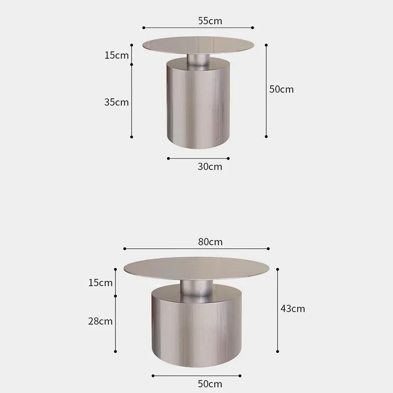 %Modern Coffee Table Stainless Steel Room Desks Round Tea Table Portable Removable Living Room Furniture Industrial Style Design