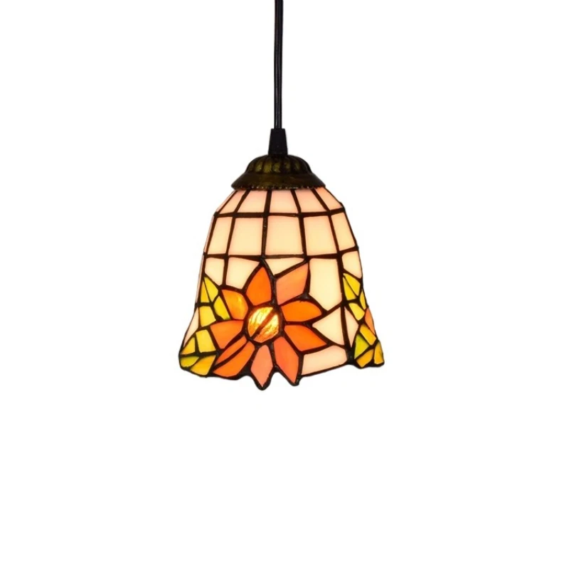 

15CM stained glass vintage art restaurant bar chandelier sunflower pastoral aisle lamp