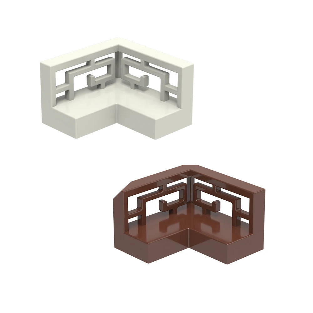 MOC 10PCS 3633W Corner Patterned Railing Building Blocks Kit European Style House Castle Fence Bricks Particle Toy Children Gift