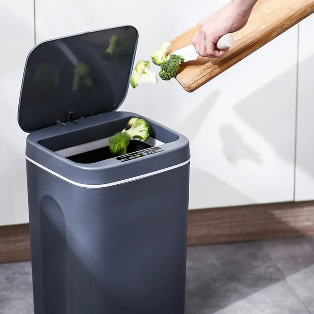 Smart Trash Can Rubbish Bucket Can Motion Sensor Touchless Inductive USB Trash Can With Lid Automatic Waste Basket