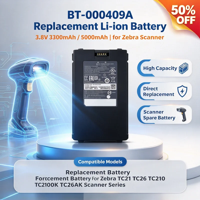 BT-000409A 3.8V 3300mAh/5000mAh  Replacement Battery BTRY-TC2Y-1XMA1 for Zebra TC21 TC26 TC210 TC210K TC26AK Barcode Scanner