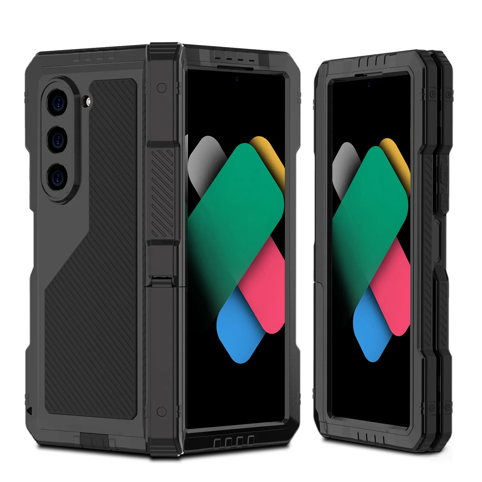 R-just Rugged Armor 360 Full Mobile Phone Case For Samsung Galaxy Z Fold 6 5 4 Fold6 Fold5 Fold4 Metal Aluminum Shockproof Cover