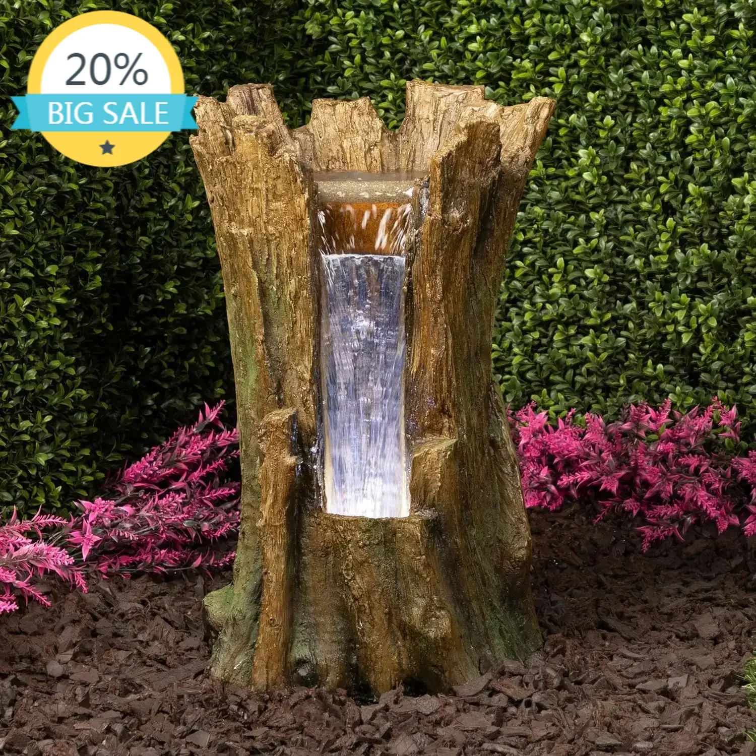 

BestsellerBestsellerXMSJ.TZL294 Tree Trunk Fountain w/Cool White LED Lights, Waterfall for Garden, Patio, & Lawn, 22" H, Brown