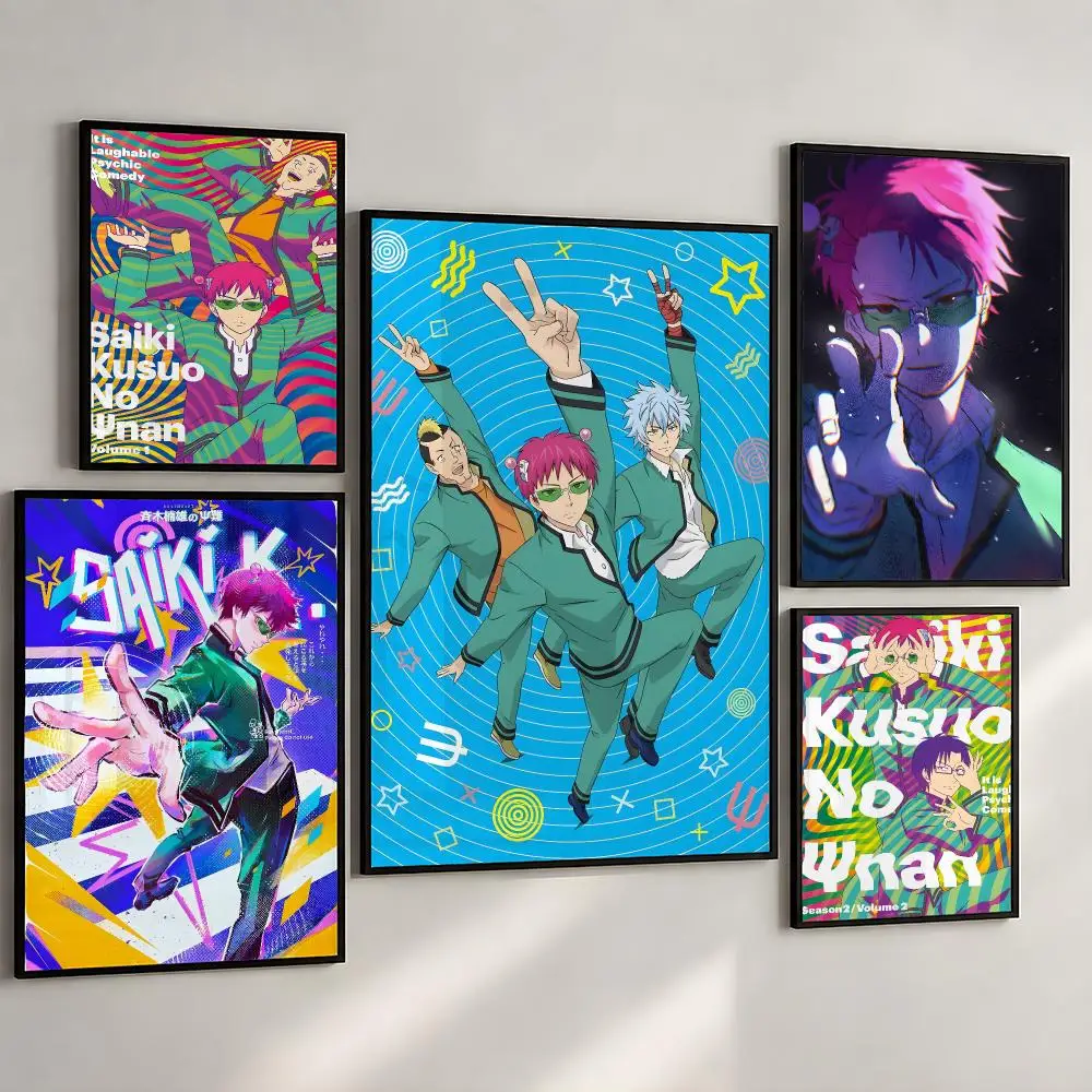 Anime The Disastrous Life Of Saiki K Poster PP Wall Art Print Removable Water-Resistant Home Decor for Bedroom Apartment Gift