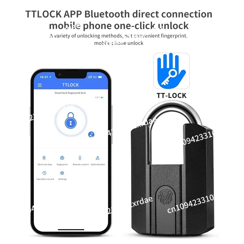 NewTT LOCK Waterproof Smart Intelligent Fingerprint Door Lock Padlock With Key Smart Padlock Rechargeable