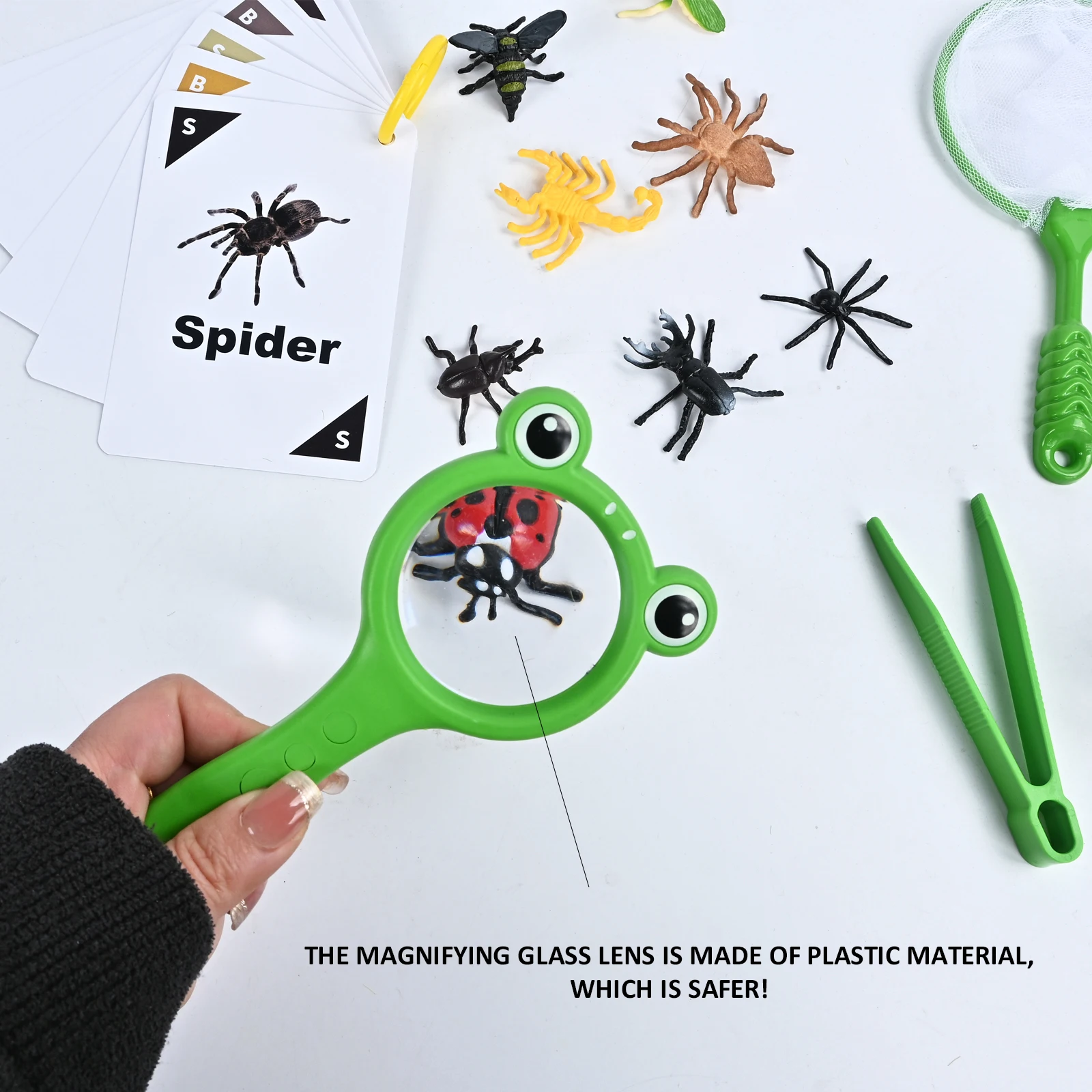 Children'S Insect Observation Box, Collector, Insect Model, Magnifying Glass Clip, Adventure Insect Card, Outdoor Toy Gift