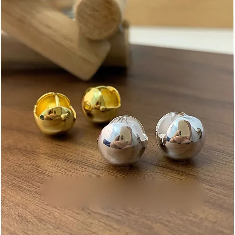 

BF CLUB 925 Sterling Silver Vintage Earrings For Women Trendy Gold Ball Earring Jewelry Prevent Allergy Accessories