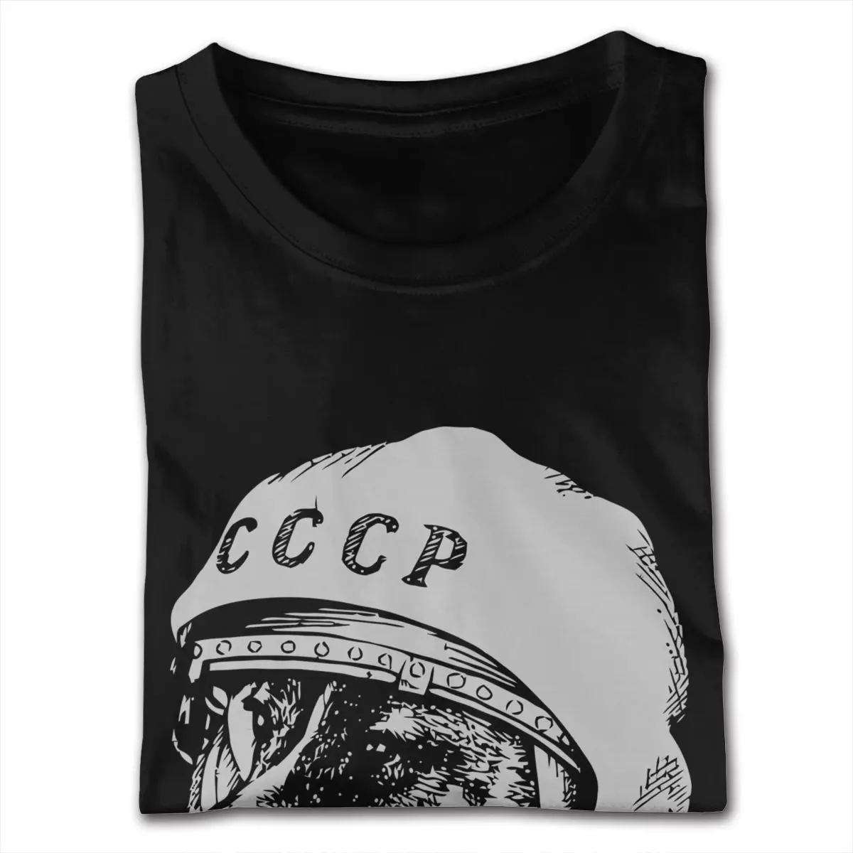 رخيصة مخصصة CCCP لايكا تي شيرت الرجال الجرافيك مخصص قصيرة الأكمام الترا القطن الأسود طاقم الرقبة تي شيرت