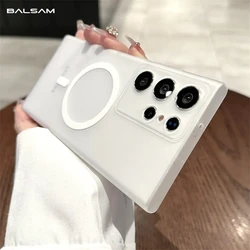 For Magsafe Ultra-Thin Matte Clear Case For Samsung S25 S24 S23 S22 Ultra Plus Magnetic Wireless Charging Hard Translucent Cover