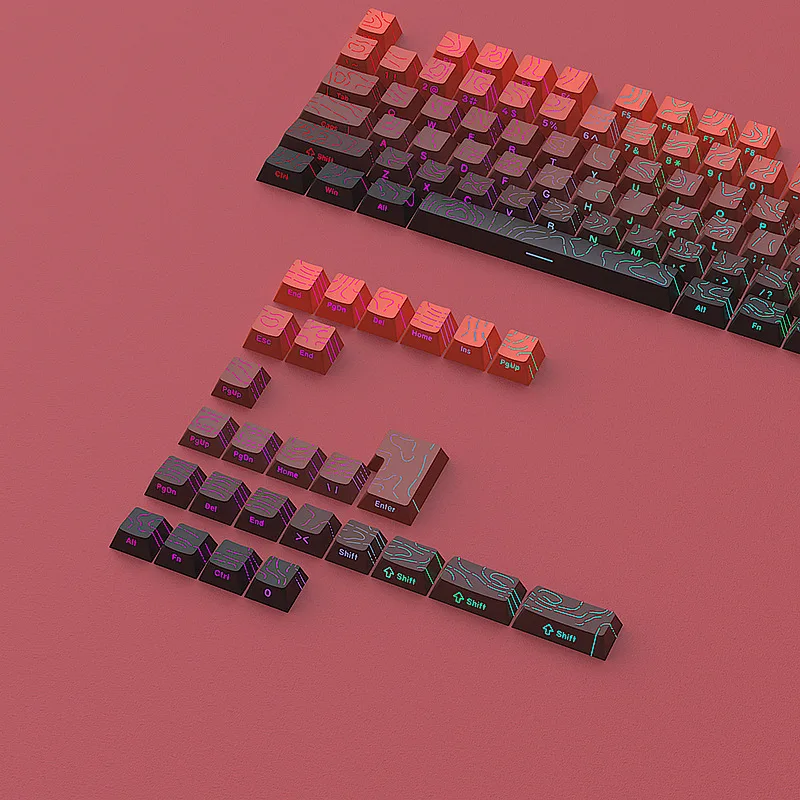 

Keycap cross-border spot red contour line 4.0 keycap original height 130 keys small full set crack luminous