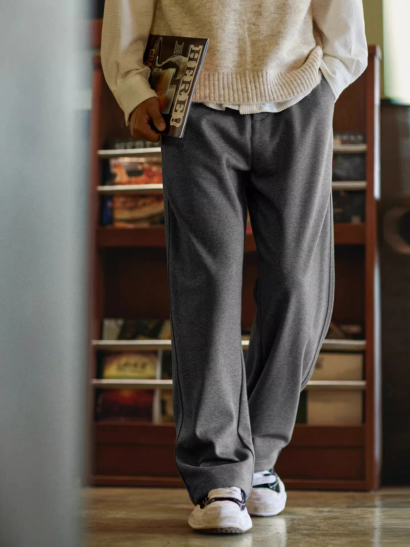 

Мужские винтажные шерстяные повседневные брюки: немнущиеся, драпированные, свободные, широкие, длинные, осенне-зимние, премиум-класса, комфортные