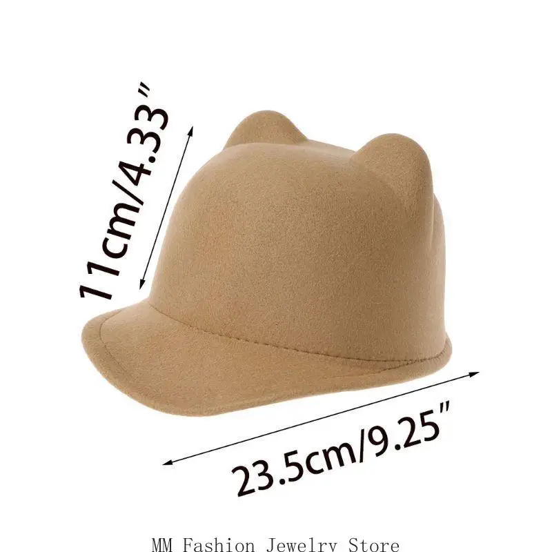 Nieuwe Winter Vrouwen Meisje Derby Duivel Hoed Leuke voor Kat Oren Bolhoed D0UB
