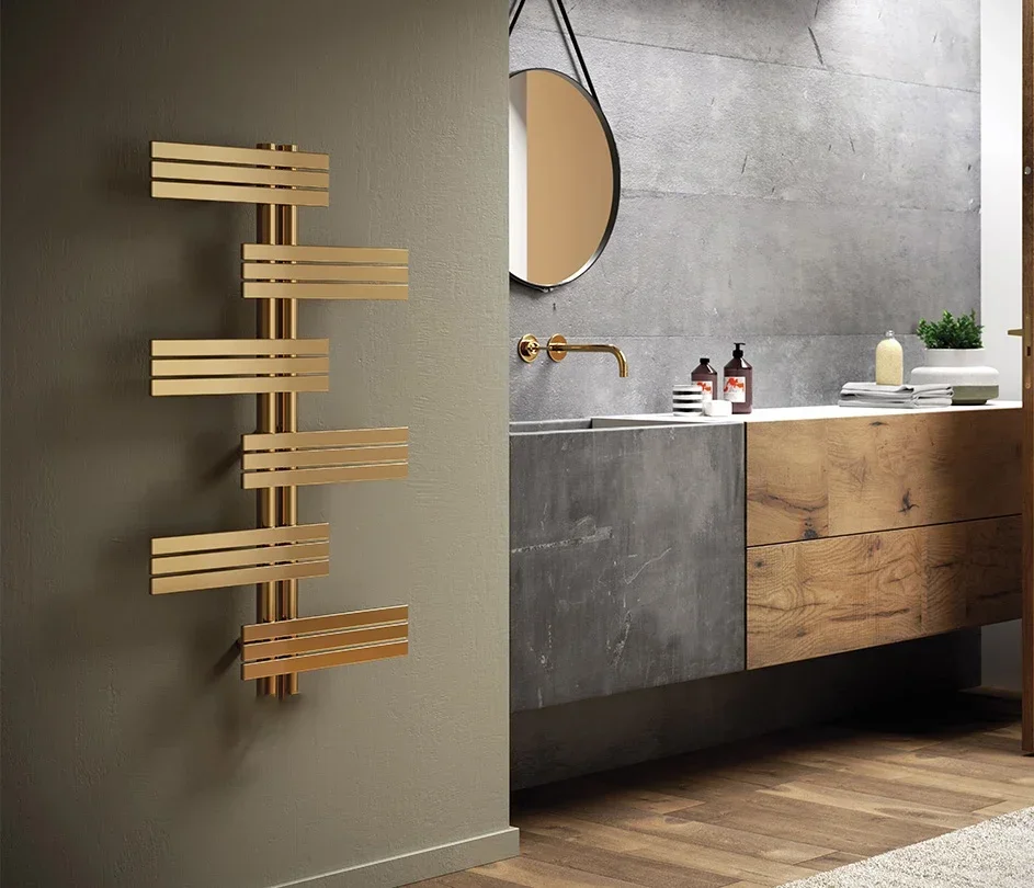 2026 Professional Vertical Towel Radiator Electric Barbershop Towel Rack Gold Wall Mounted Towel Rail Heater for Salon Spa
