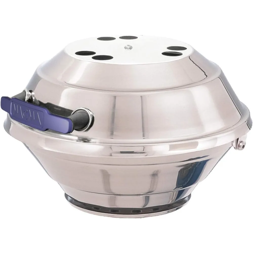 

Portable Stainless Steel Marine Kettle Grill - Wind-Resistant, Safe Propane for Boats BBQ